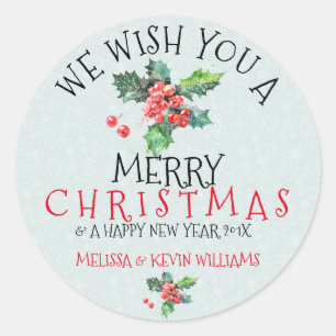 Sticker Rond Je Vous Souhaite Une Merry Christmas Mistletoe Ill