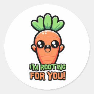 Sticker Rond Je vous soutiens ! Pun carotte mignon