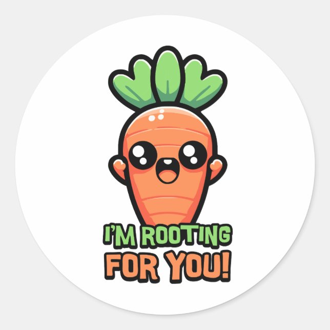 Sticker Rond Je vous soutiens ! Pun carotte mignon (Devant)