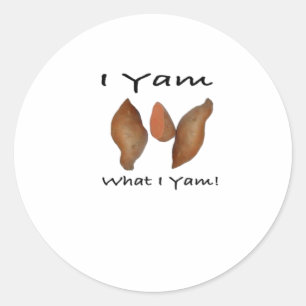 Sticker Rond Je Yam What I Yam, I Yam What I Yam, Comical, mign