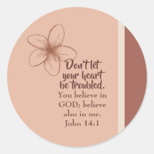 Sticker Rond Jean 14:1 Ne laissez pas votre coeur troublé