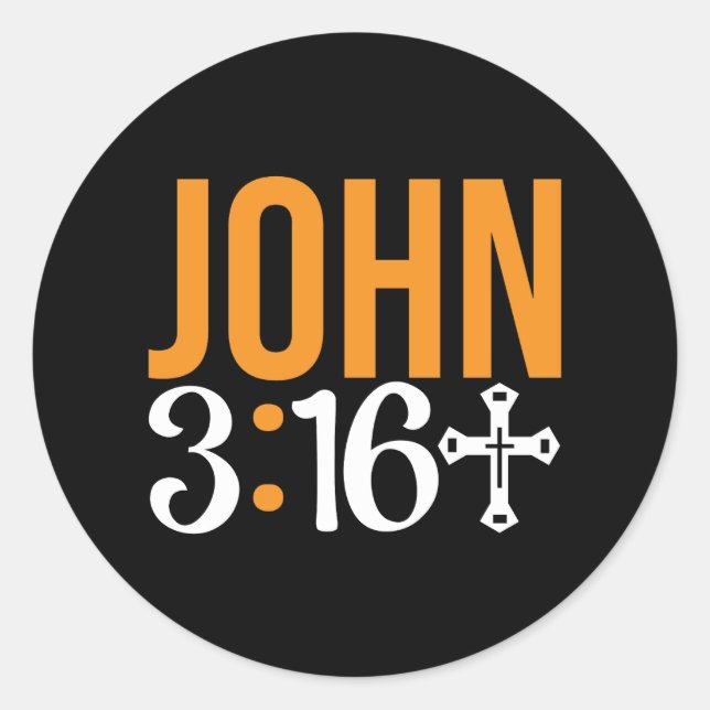 Sticker Rond Jean 3:16 Car Dieu Aime Si La Bible Mondiale Verse (Devant)