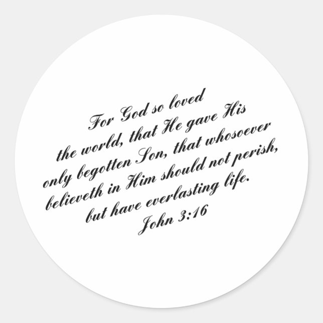 Sticker Rond Jean 3:16 Verse de la Bible (LS) (Devant)
