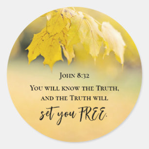 Sticker Rond Jean 8:32 La Vérité vous mettra LIBRE Bible Verse