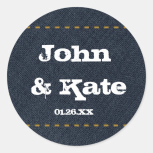 Sticker Rond Jean Country en Denim Rustique Favori de Fête West