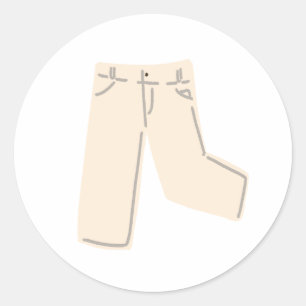 Sticker Rond Jean en denim beige crème doodle dessiné à la main