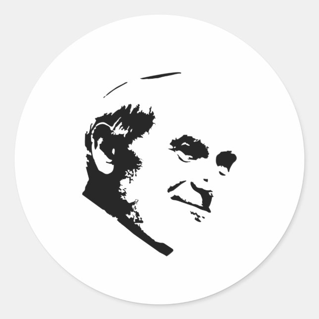 Sticker Rond Jean-Paul II face blanche (Devant)