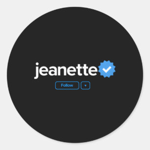 Sticker Rond Jeanette Prénom Vérifié Badge Social Media Je