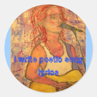 Sticker Rond j'écris des paroles de chansons poétiques