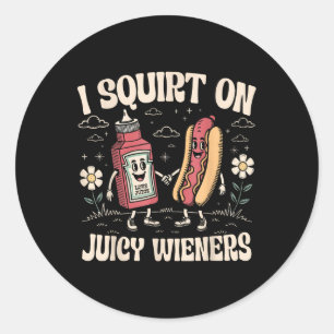Sticker Rond J'Écris Sur Des Épouses Juteuses Humour Adulte Amu