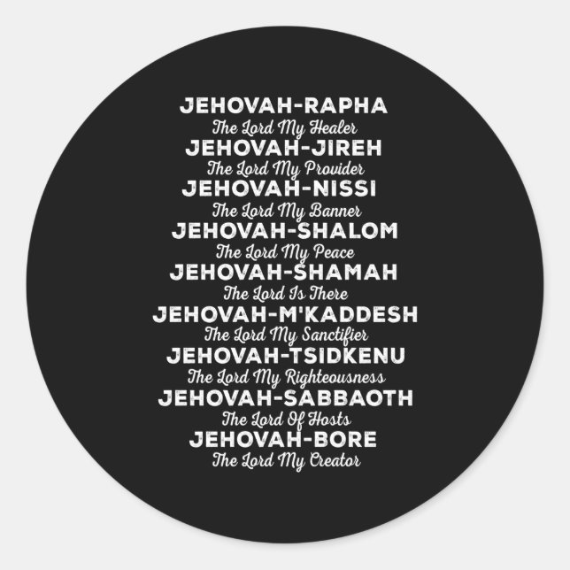 Sticker Rond Jéhovah-Rapha Noms De Dieu Chrétien (Devant)