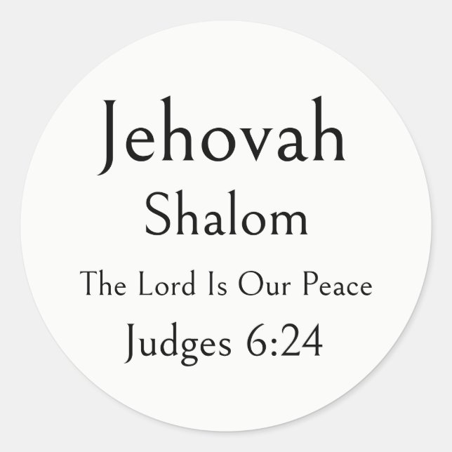 Sticker Rond Jehovah Shalom, Nom de Dieu, Écriture Encourageant (Devant)