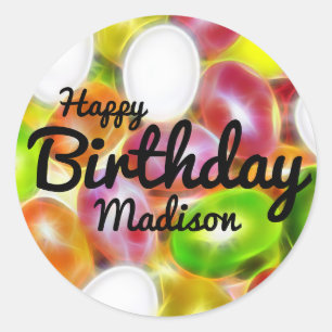 Sticker Rond Jelly Bean Candy Personnalisé Joyeux anniversaire