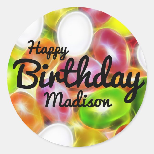 Sticker Rond Jelly Bean Candy Personnalisé Joyeux anniversaire (Devant)