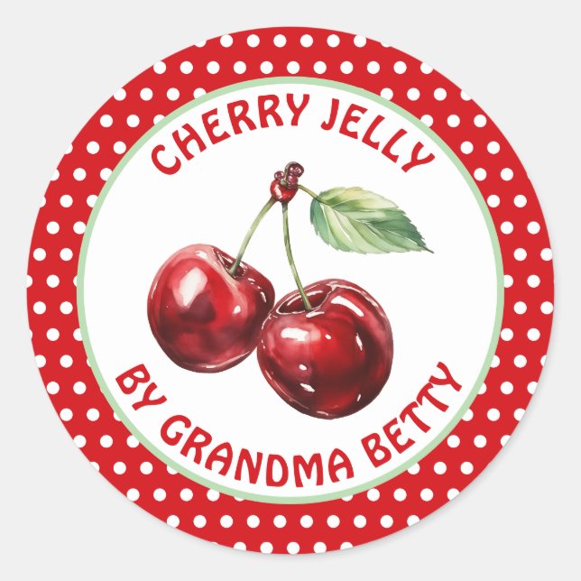 Sticker Rond Jelly de cerisier fait main personnalisée (Devant)