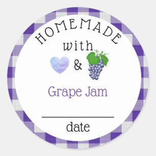 Sticker Rond Jelly de confiture de raisin maison En vichy