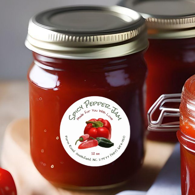 Sticker Rond Jelly de poivre épicé avec poivrons rouges et vert (Créateur téléchargé)