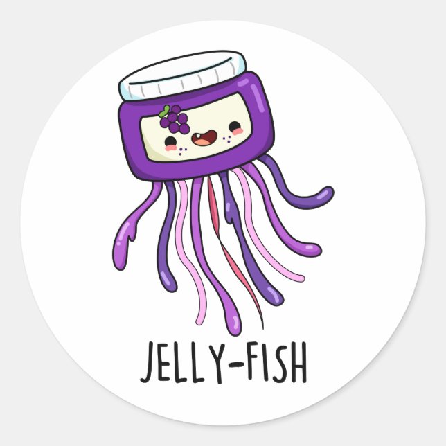 Sticker Rond Jelly-fish Drôle Jelly Jar Pun (Devant)