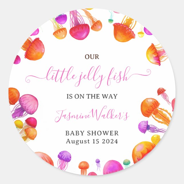 Sticker Rond Jelly Poisson rose Jaune Gradient Baby shower Past (Devant)