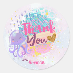 Sticker Rond Jellyfish under the sea Cadeau Tags Favor Bag