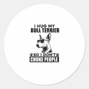 Sticker Rond J'Embrasse Mon Bull Terrier Donc Je Ne Choque Pas