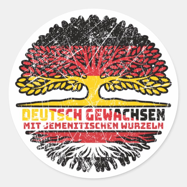 Sticker Rond Jemen Jemenitisch Deutsch Deutschland Baum Wurzel (Devant)