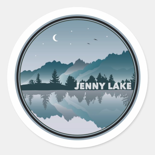 Sticker Rond Jenny Lake Grand Teton National Park Réflexion (Devant)