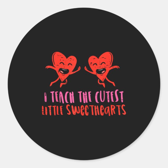 Sticker Rond J'enseigne aux petits coeurs les plus mignons Prof (Devant)