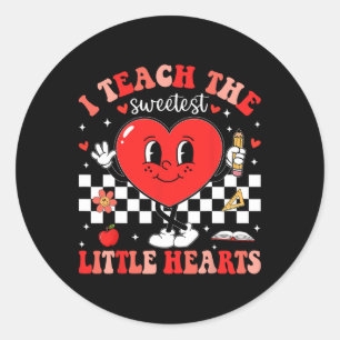 Sticker Rond J'enseigne aux plus doux petits coeurs Professeur