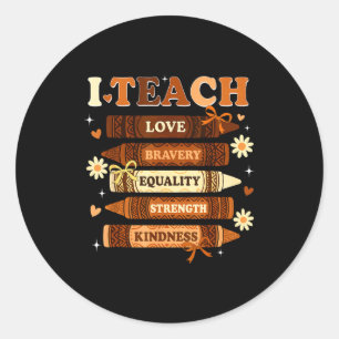 Sticker Rond J'enseigne le Mois de l'histoire des Noirs Crayons