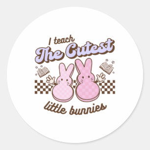 Sticker Rond J'Enseigne Les Petits lapins Cutest Enseignant Pâq