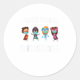 Sticker Rond J'enseigne les super-héros masqués à l'école