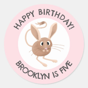 Sticker Rond Jerboa à longues oreilles mignonne anniversaire pe