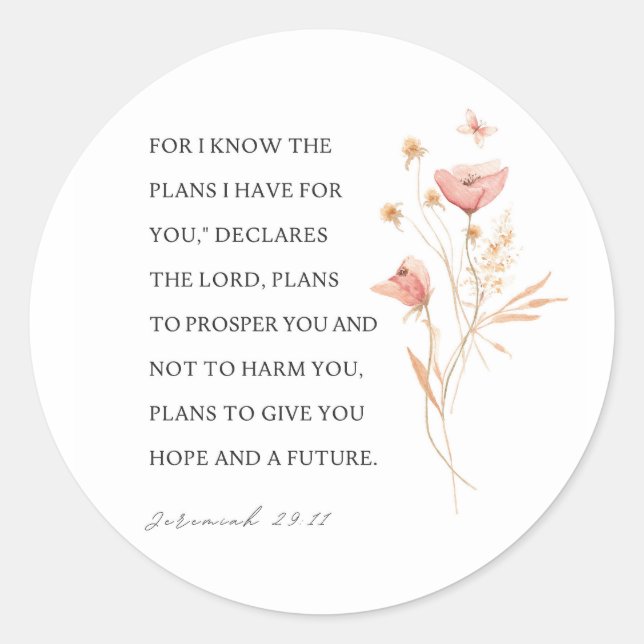 Sticker Rond Jérémie 29:11 Je connais les plans que j'ai pour v (Devant)