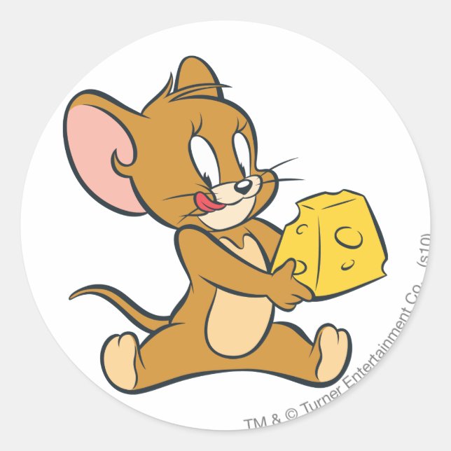 Sticker Rond Jerry aime son fromage (Devant)