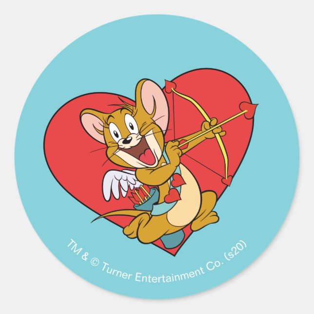 Sticker Rond Jerry Mouse Dressed as Valentine Cupid (Devant)
