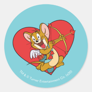 Sticker Rond Jerry Mouse Dressed as Valentine Cupid
