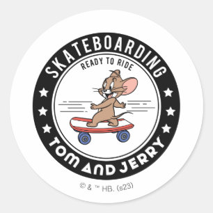 Sticker Rond Jerry Skateboard - Prêt À Faire Du Ride