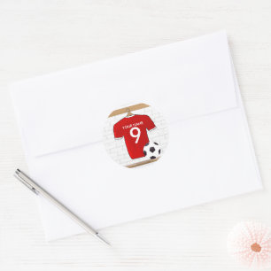 Sticker Rond Jersey de football rouge et blanc personnalisé