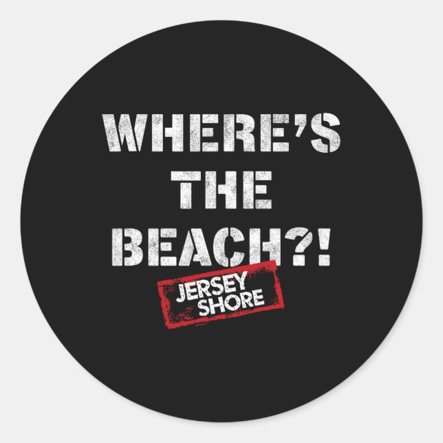 Sticker Rond Jersey Shore - Où est la plage  (Devant)