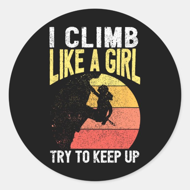 Sticker Rond J'Escalade Comme Une Fille Équipement D'Escalade E (Devant)