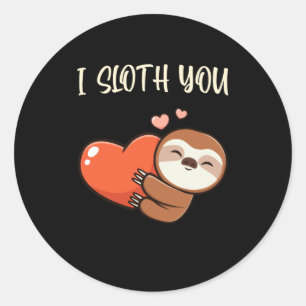 Sticker Rond J'Espère que tu manges Sloth Love Hearts Fun Anim
