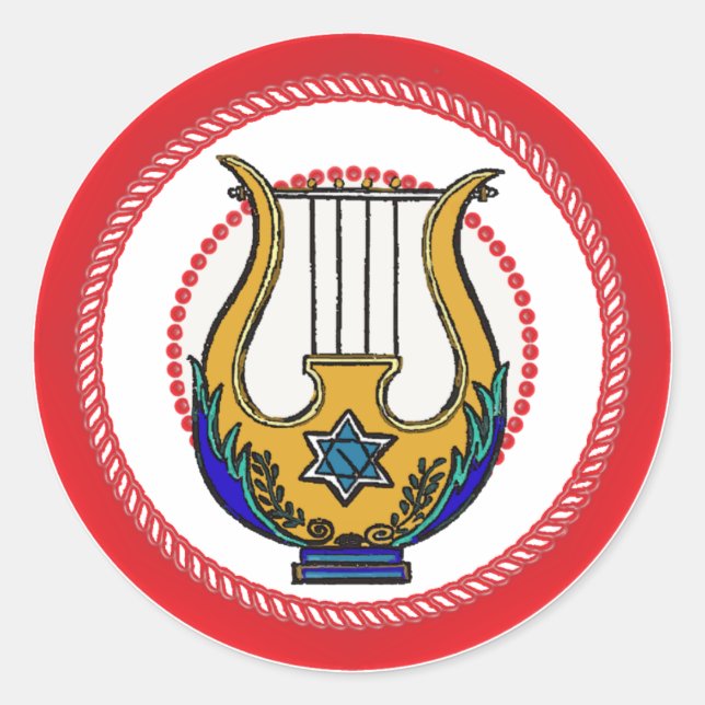 Sticker Rond Jesse Tree La harpe de David (Devant)