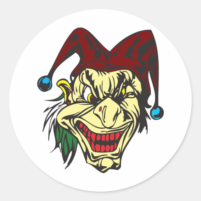 Sticker Rond Jester d'effroi jaune (Devant)