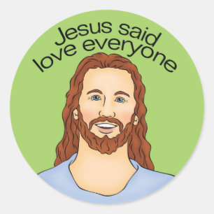 Sticker Rond Jésus a dit l'amour à tous