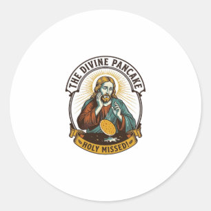 Sticker Rond Jésus a laissé tomber la crêpe parfaite en retourn