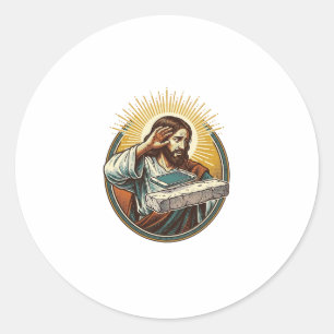 Sticker Rond Jésus a laissé tomber son téléphone face contre le