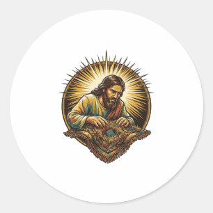 Sticker Rond Jésus a laissé tomber une petite carte SD Perdue T