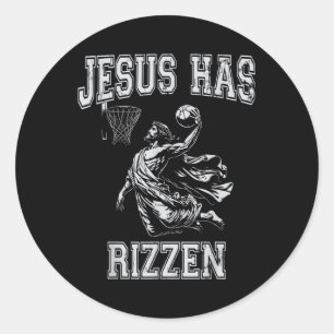 Sticker Rond Jésus A Rizzen Vintage 90s Drôle Jésus Jouant B
