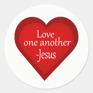 Sticker Rond Jésus aime un autre coeur affirmatif